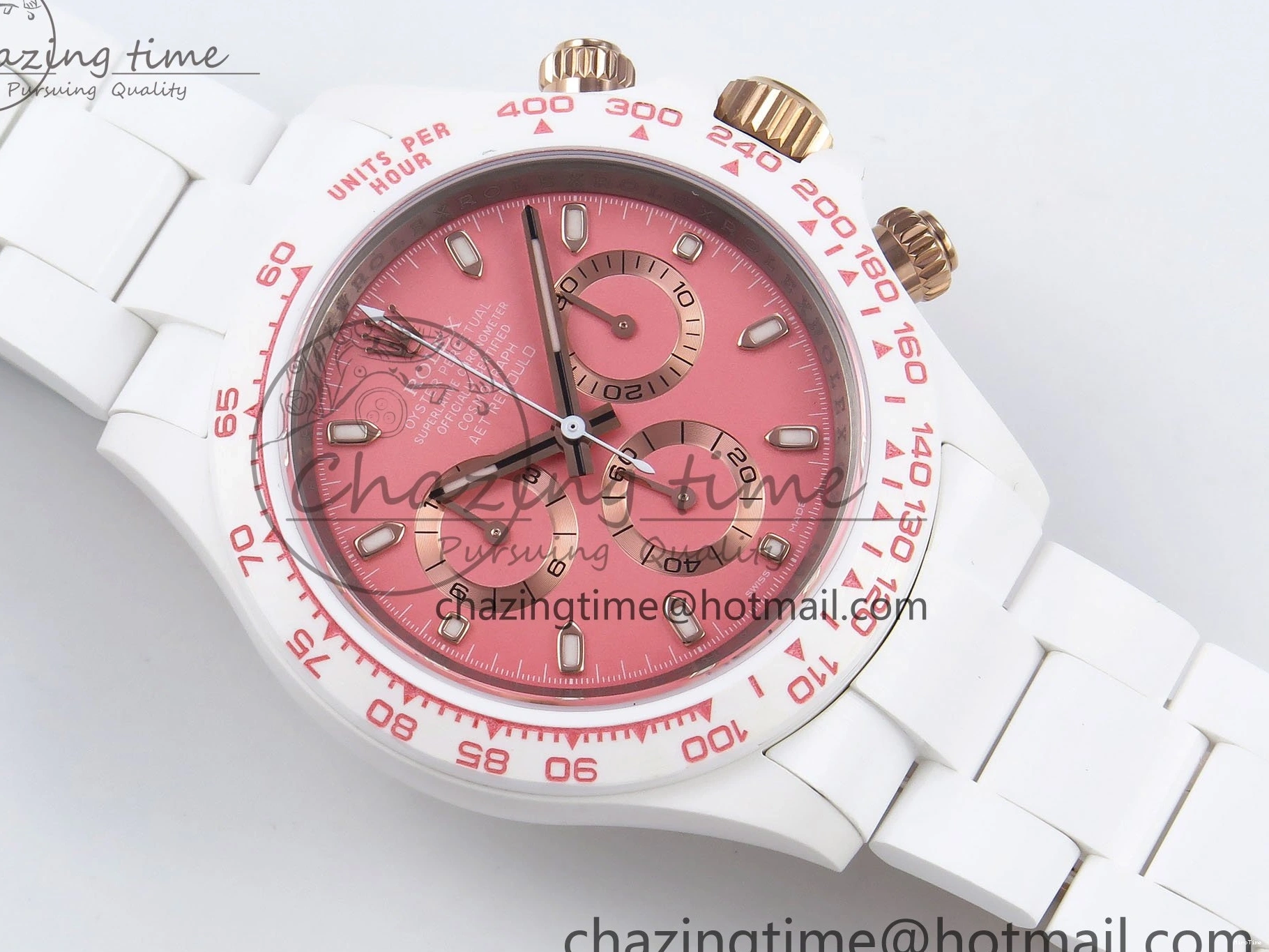 MiroTime 1231 TopPick Daytona AET White Solid Ceramic Case and Bracelet Pink Dial ZF 1:1 Best Edition SH 1650